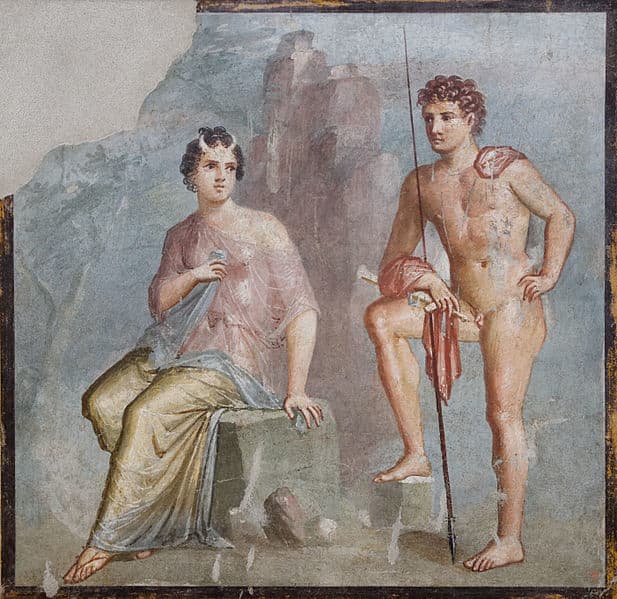 Pompeian fresco of Io Guarded by Argus. instead of showing Io as a heifer, the artist has instead just given her cute little horns.