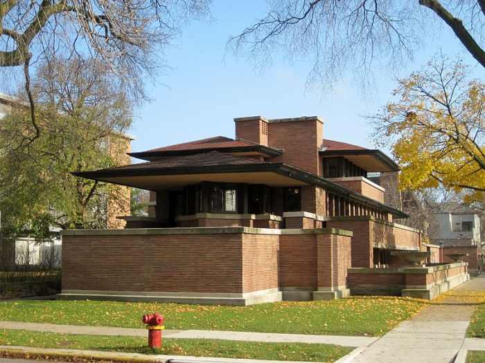 Frederick C. Robie house, currently located on the University of Chicago campus, is an example of Prairie Architecture.