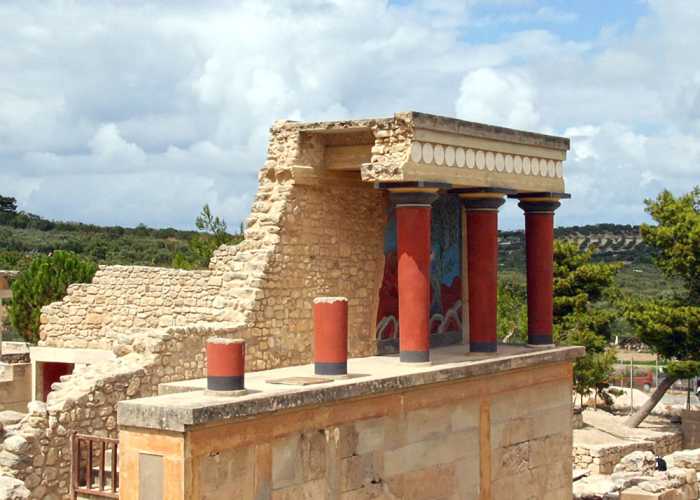 The Palace of Knossos in Crete. Many believe the ruins once housed the Labyrinth of the Minotaur, one of the most famous locations in Greek myths.