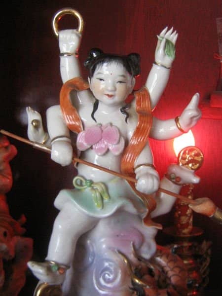 Nezha is worshiped by many Taoists today as San Taizi, or the Third Prince. Formally, he is also known as Zhongtan Yuanshuai (中坛元帅).