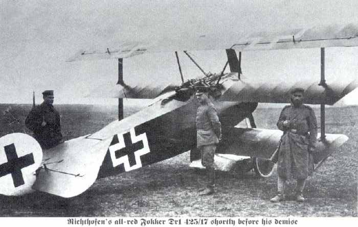 The FokkerTriplane used by the Red Baron during the air war over Verdun 1916. Over 165 German warplanes massed over the battlefield of Verdun the largest in the history of warfare.