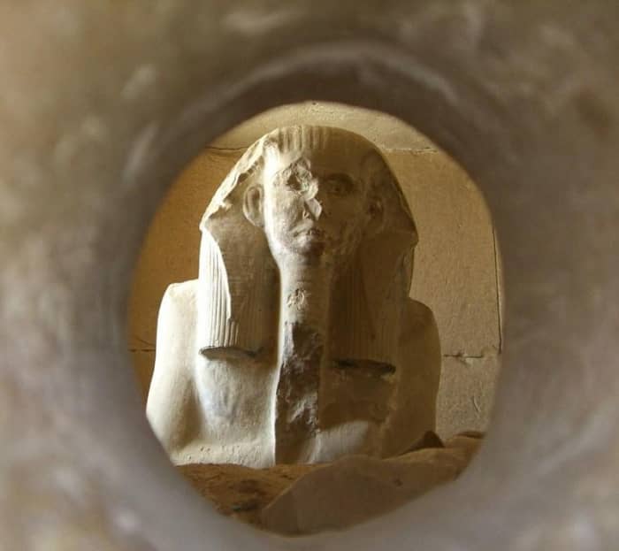 A look into the serdab at the Ka statue of king Djoser