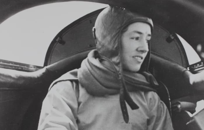 Anne Morrow Lindbergh during the period when she had accompanied him on a round-the-world survey flight in a Lockheed Sirius floatplane