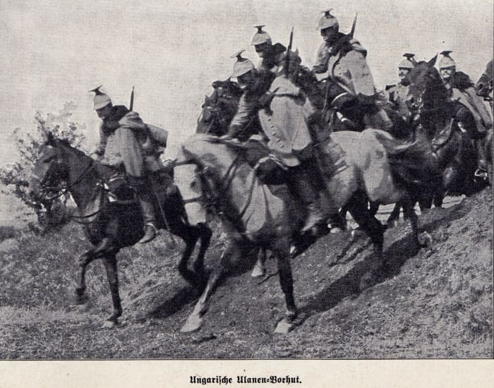 Austro-Hungarian cavalry, which had long since abandoned the lance in 1884, still preferred to charge the enemy to decide the situation with cold steel. Rifle bullets decided it instead.