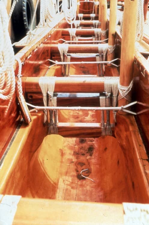 The inside hull of the Hawai'iloa was made from logs gifted by Alaskan natives.