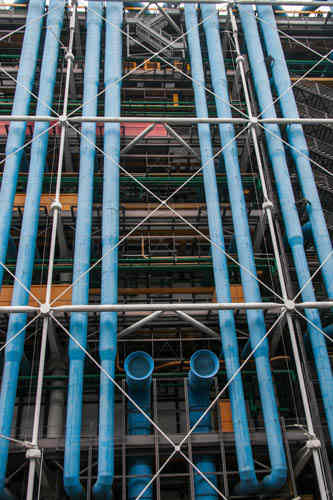 Part of the complex construction of the Pompidou Center in Paris. Paris has long been the epicenter of art in Europe and if you are in Paris, this gallery is well worth a visit.