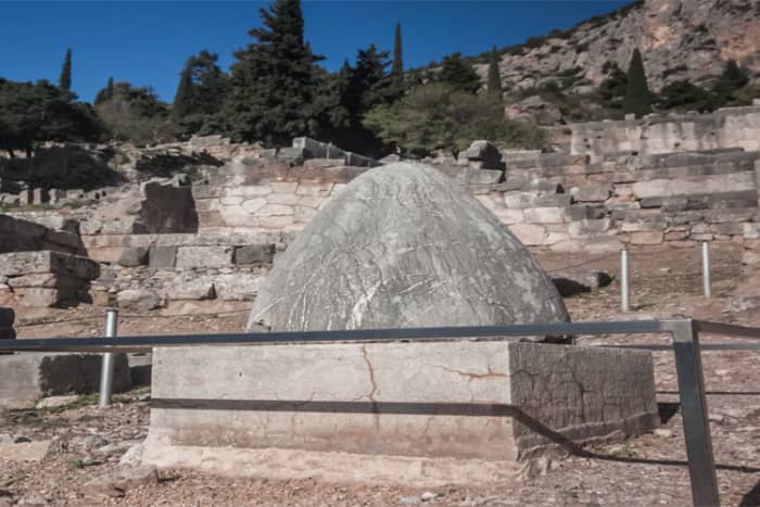 The omphalos that currently stands at Delphi is a Roman copy of the original, which may have been a meteorite.