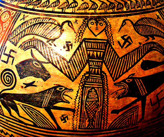 Swastikas have a very different symbolism on this 2600 year old Greek vase depicting the Goddess Artemis