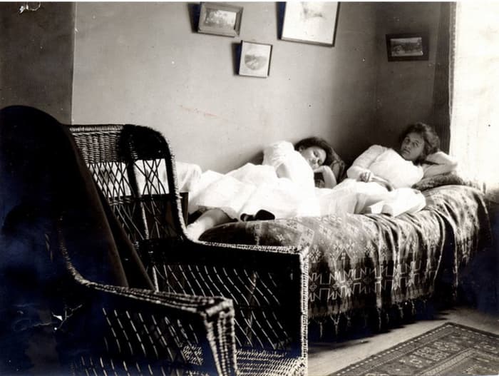 Roommates in a Vassar dorm room in the 1890s