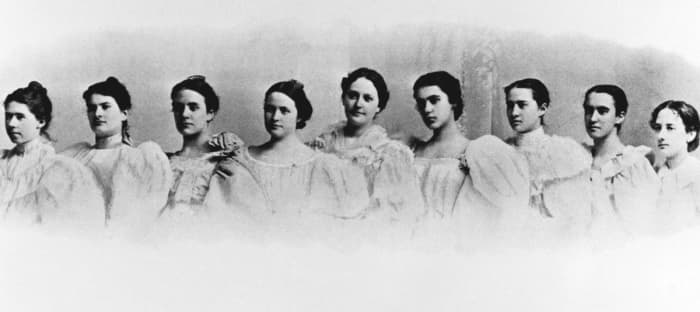 Vassar Glee Club. Anita Hemmings is 4th from right.