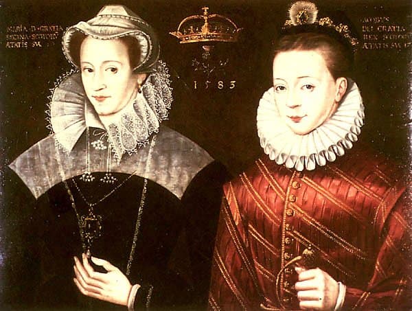 James (right) depicted beside his mother Mary (left). In reality, they were separated when he was still a baby.