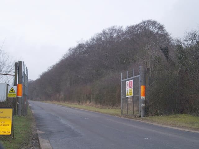 Porton Down Security Gate—Entrance to Porton Down military science park in Wiltshire, UK.