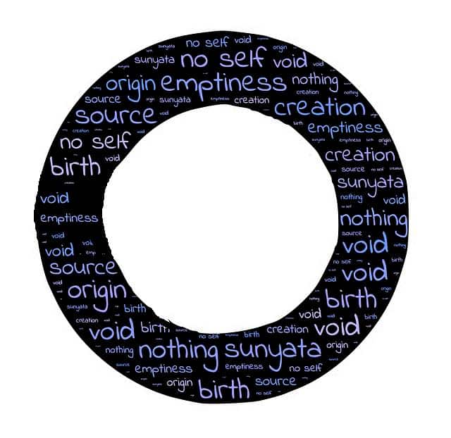 Nothing, zero, nada, emptiness, void. 