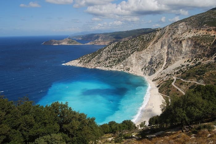 A beach on the island of Kephalonia (AKA Kefalonia, Cephalonia), Greece in the Ionian Sea