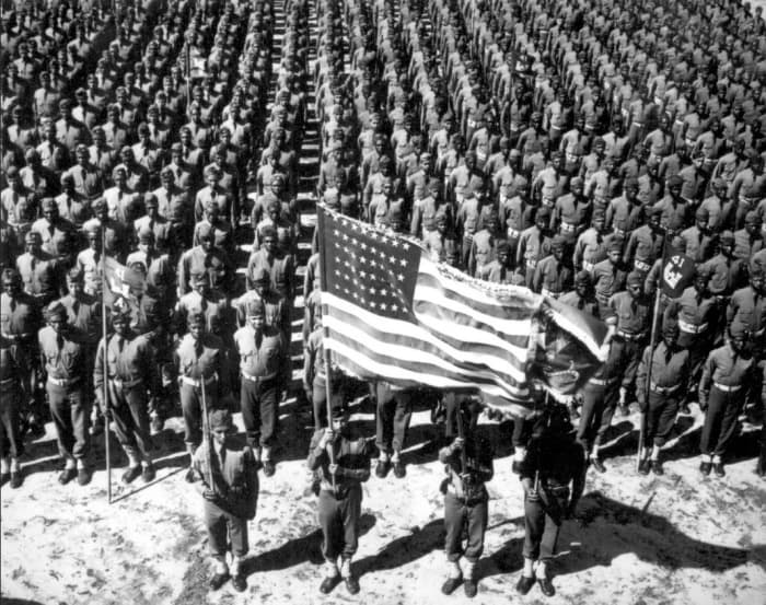 Sgt. Williams in the color guard of the 41st Engineers