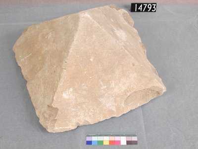 Pyramidion-like stone found at the pyramid at Hawara. The function is unknown, it might have been a model of a pyramid.