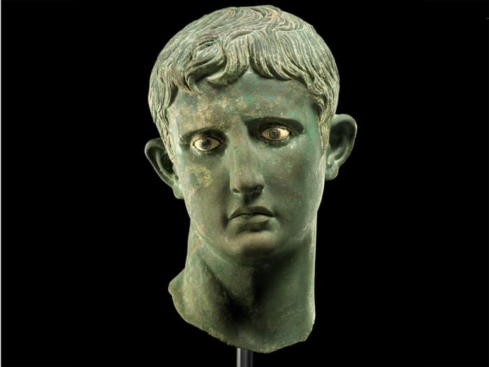 The Meroë Head of Augustus, Bronze head from an over-life-sized statue of Augustus, likely made in Africa, Egypt, C.27BC - 25BC. Excavated, Africa, Sudan, 1910. © The Trustees of the British Museum