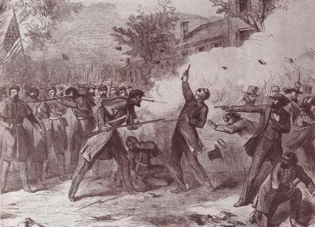 Camp Jackson Massacre of pro-Southern militia by Nathaniel Lyon who was committed to defending the St. Louis Arsenal, May 10th 1861.