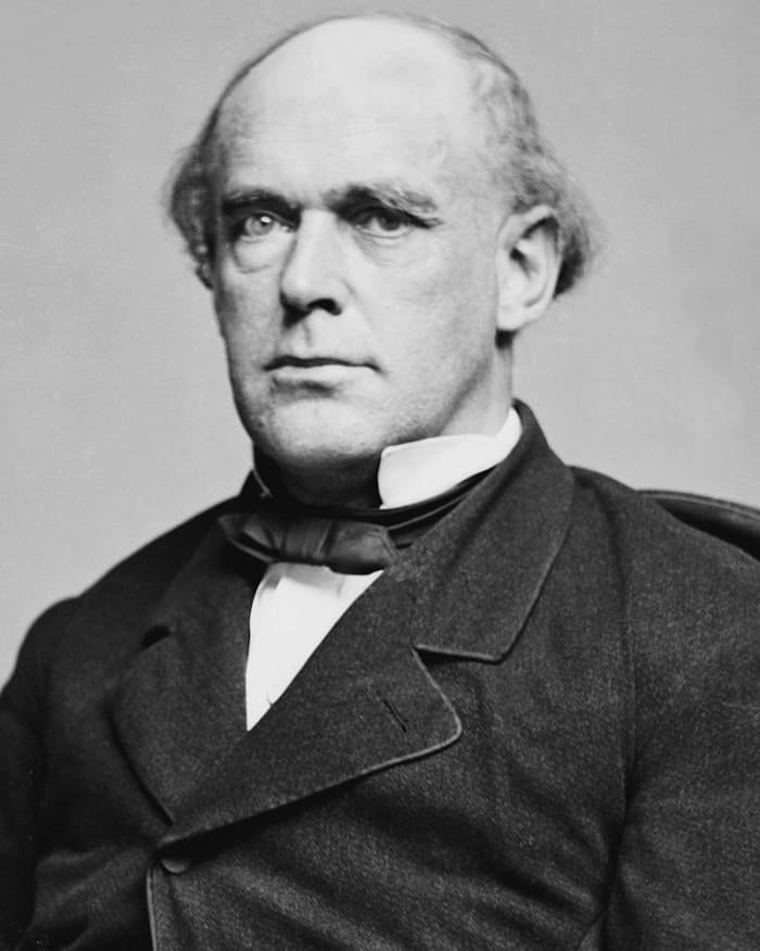 Salmon P. Chase (1808 -1873) was an American politician and jurist who served as the sixth Chief Justice of the United States from 1864 to 1873. Earlier in his career, serviced under Abraham Lincoln as the 25th Secretary of the Treasury.