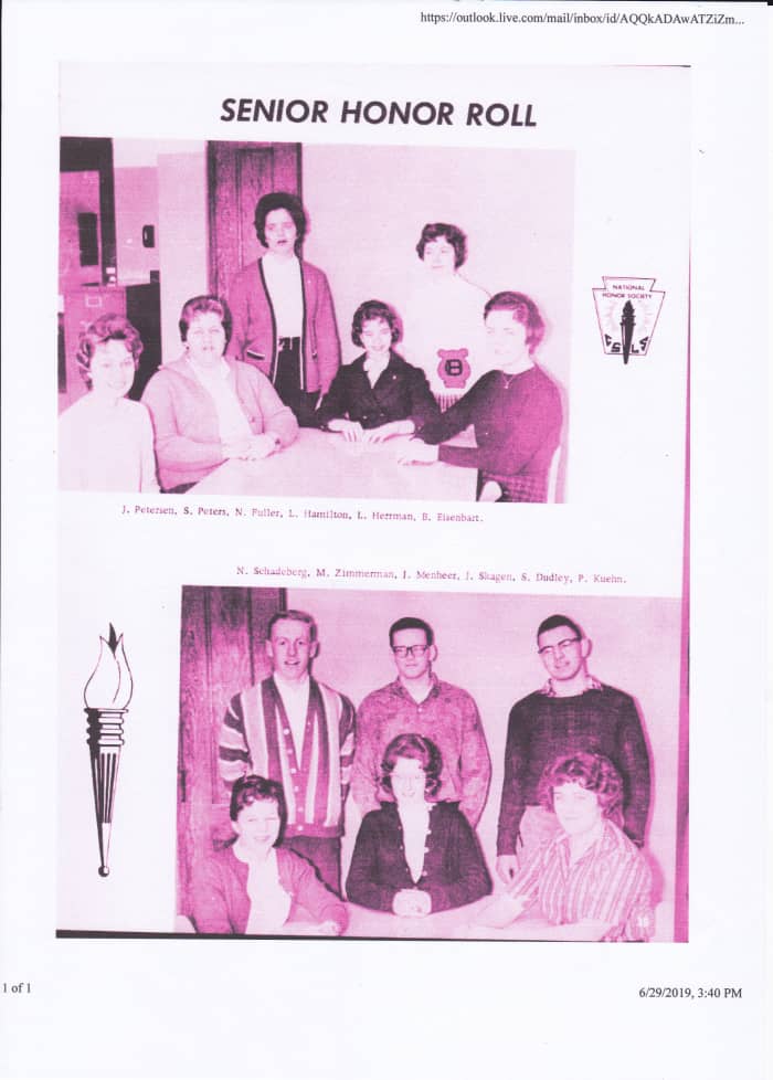 The author as a member of the senior honor roll. The author is top right in the bottom picture.