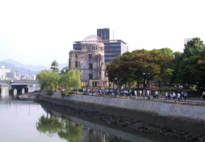 Peace dome in Hiroshima today. The exact point where the atomic bomb detonated above Hiroshima August 6,1945 8:16 A.M..
