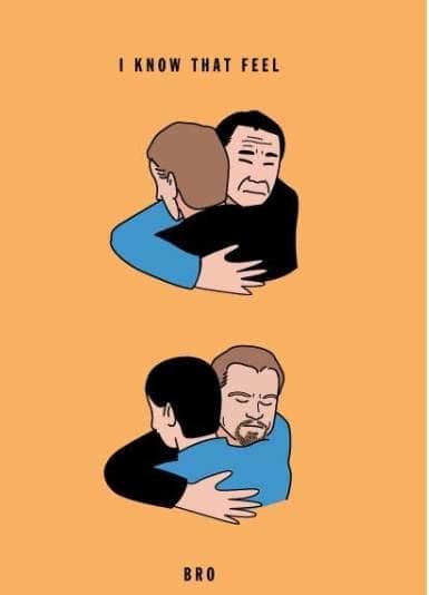 Nobel neglected Murakami gets a bro hug from fellow prize-deprived Leonarado DiCaprio. The DiCaprio curse has now ended, but will Murakami ever get his medal?