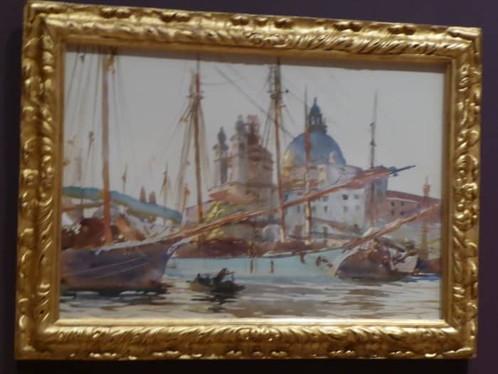 Painted during a visit to Venice this painting shows the church as seen from across the canal. Copyright image by Frances Spiegel with permission from Dulwich Picture Gallery. All rights reserved.