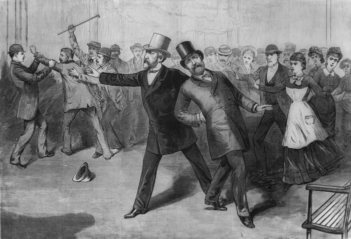 On July 2, 1881, Garfield was shot awaiting a train in Washington by Guiteau.