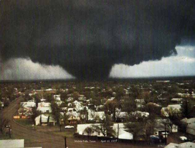 This mile-wide tornado struck Wichita Falls, Texas in April 1979 killing 44 people and injuring 1800.