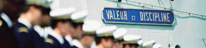 The slogan, with its other half of Honneur et Patrie, still graces French ships : the book is an attempt to preserve it for the French Navy in the Second World War.