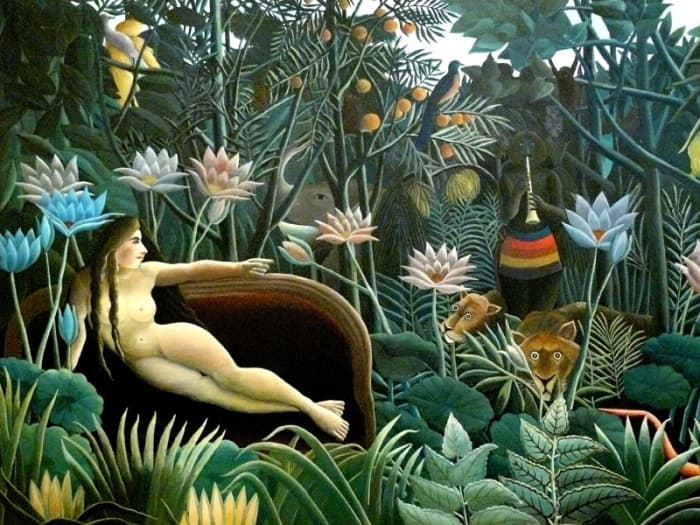 Henri Rousseau. The Dream. 1910. Oil on canvas, 6' 8 1/2" x 9' 9 1/2" (204.5 x 298.5 cm). Gift of Nelson A. Rockefeller