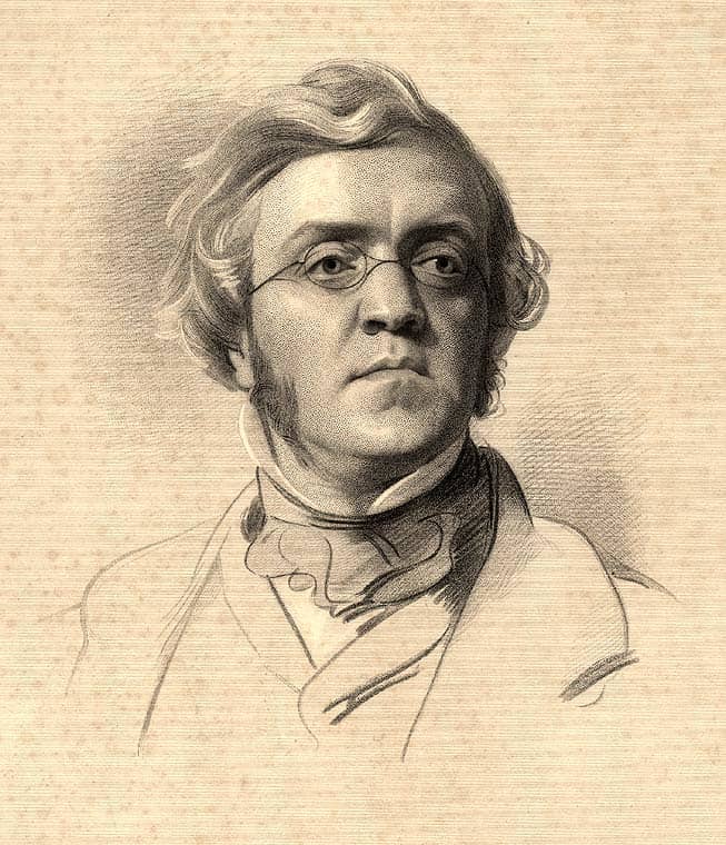 William Makepeace Thackeray. Most of the images of the writer make him look as though he has a nasty smell under his nose.