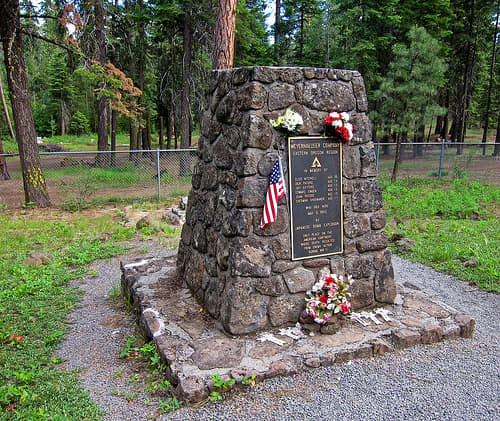 A memorial for the tragic deaths caused by a balloon bomb.