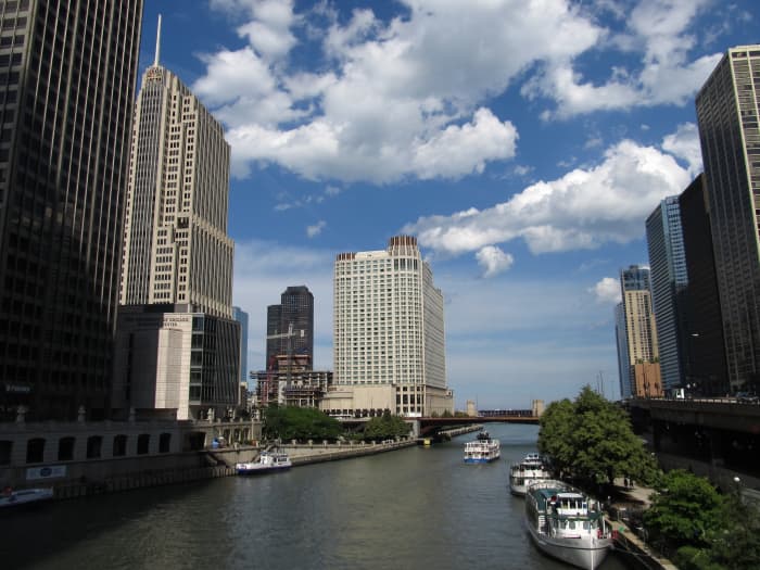 Chicago River from Michigan Avenue Bridge, part of the du Sable Homesite,