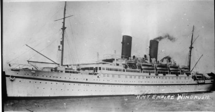 HMT Empire Windrush. In 1948, she brought to Britain one of the first large groups of West Indians, which marks the beginning of today's mass immigration.
