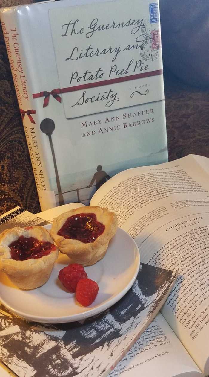This recipe was inspired by a reference to raspberry pies in "The Guernsey Literary and Potato Peel Society."