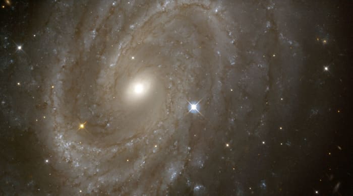 A view of a spiral galaxy from NASA Hubble Space Telescope (HST) in which variable stars have been found