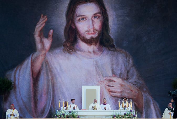 Pope Francis celebrates Mass at the Shrine of Divine Mercy, Lagiewniki, Poland.