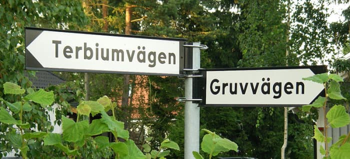 Ytterby, Sweden, holds the record for the town that has the most elements named after it. Yttrium, Ytterbium, Erbium and Terbium all get their names after this one little town!