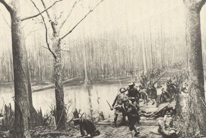 Display of the battle at Moore's Creek National Battlefield visitor's center.