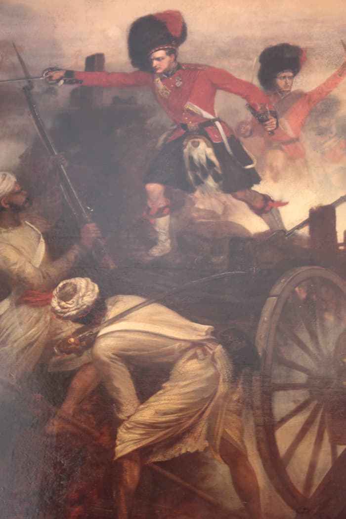 Lt Francis Farquharson of the 42nd 'Black Watch', winning his Victoria Cross at the Battle of Lucknow, 1858 by Louis William Desanges