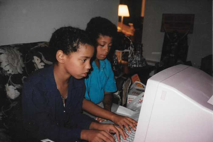 Experiencing computers ay a young age. Notice these computers are very old. This was 30 years ago.