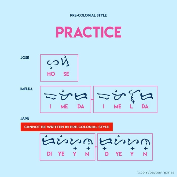 Writing your names into Baybayin.