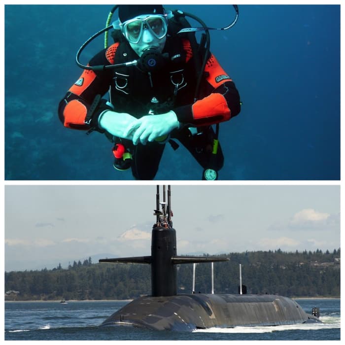 A scuba diver needs to have neutral buoyancy. A submarine needs to have neutral, positive and negative buoyancy.