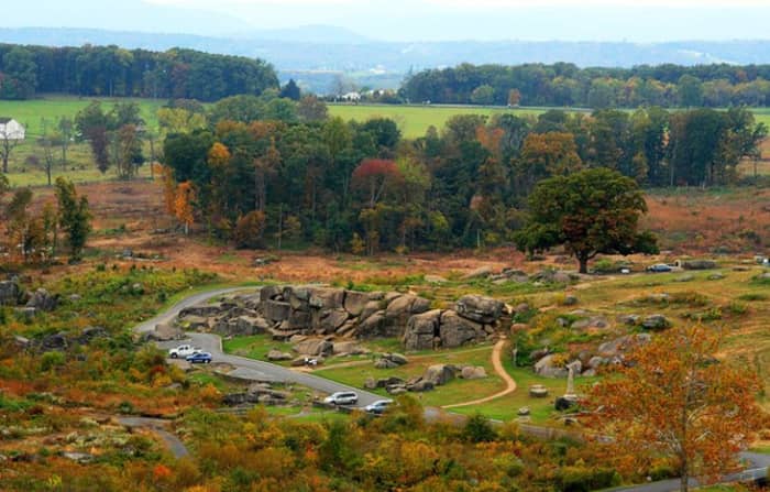 The Gettysburg National Military Park: the destination in Gettysburg is the site of Gettysburg Battlefield, where in 1863 this Civil War battle took the life of some 51,000 people over a three-day period. Photo by Alaskan Dude via Flickr.