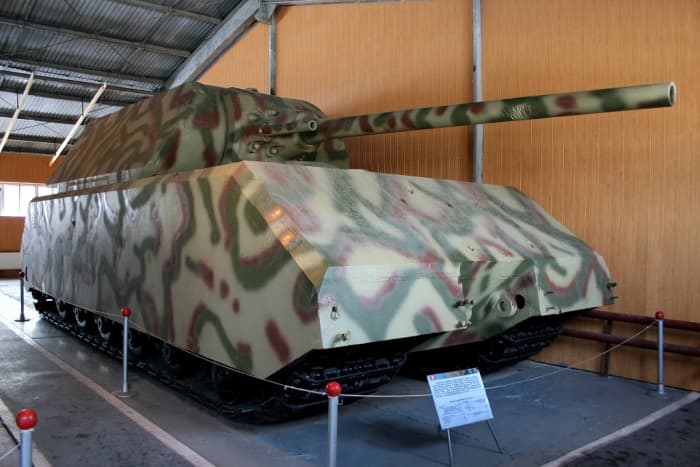 The Panzer VIII Maus. Despite its diminutive name, which means "Mouse" in German, the vehicle is considered to be the largest tank constructed in history.