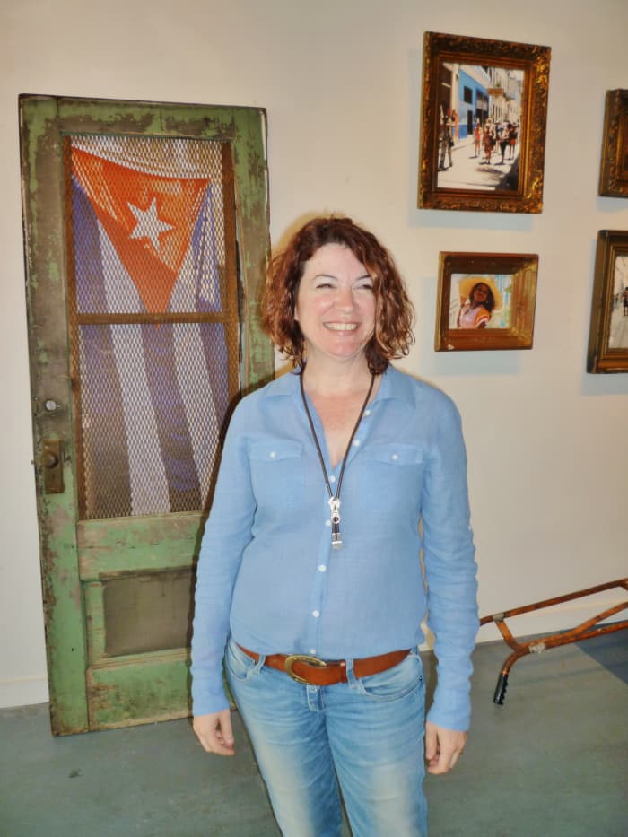 Ana Villaronga Roman at the Katy Contemporary Art Museum during Cuba Behind Open Doors Exhibit