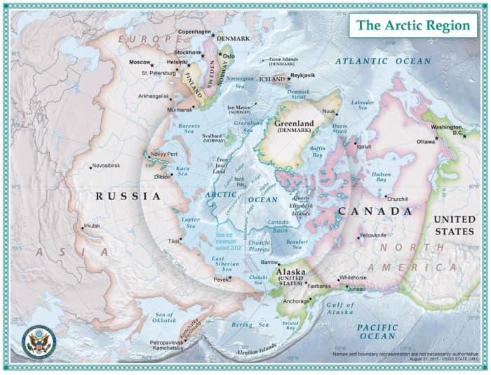 Map of the Arctic (within the circle)