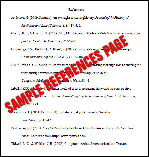 Sample Reference List Page in APA Style