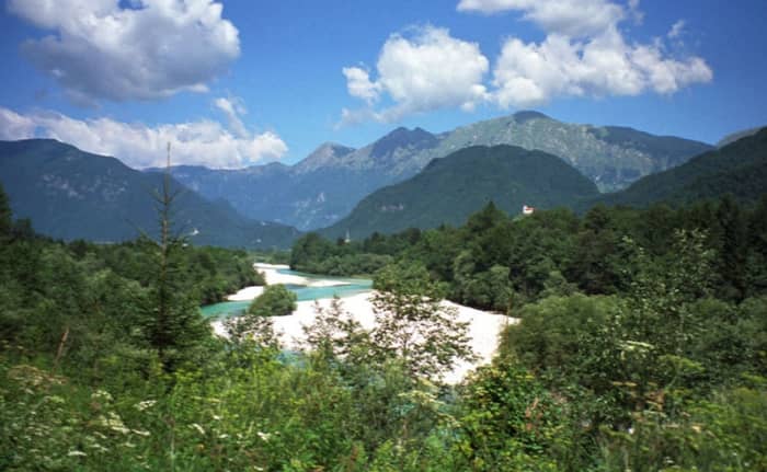 WWI: The Isonzo River near Caporetto (now part of Slovenia, known as the Soca River near Kobarid. 1997.